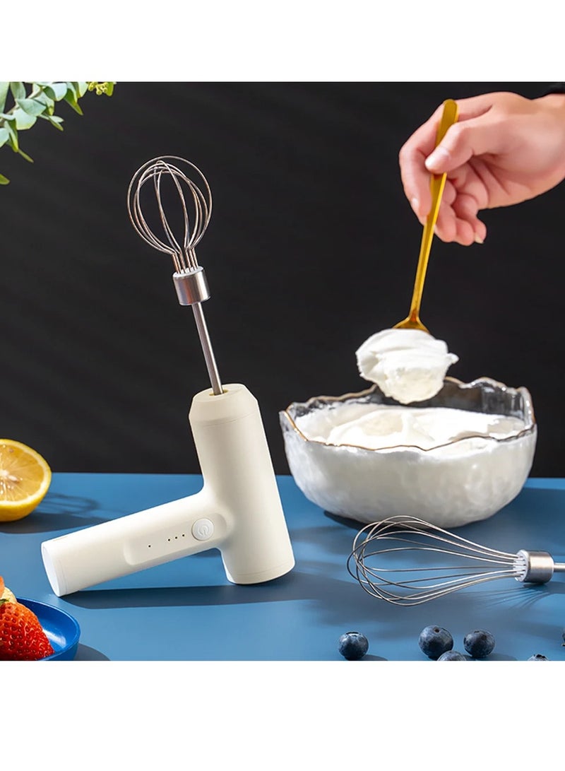Wireless Electric Food Mixer, 3 Speed Modes Rechargeable Cordless Handheld Mixer, Lightweight And Portable Electric Egg Beater, Durable Cream Mixer For Baking Cake Egg Cream, (White)