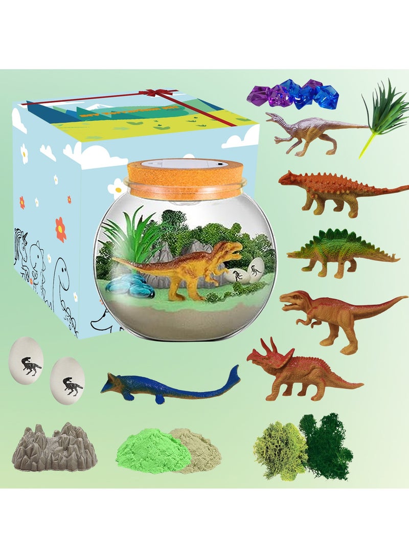 Dinosaur Terrarium Kit for Kids Dino Kid Crafts with DIY Moon Lamp Painting Kit Arts and Crafts for Boys and Kids Night Light Children's Educational Toy LED Light Birthday Gift