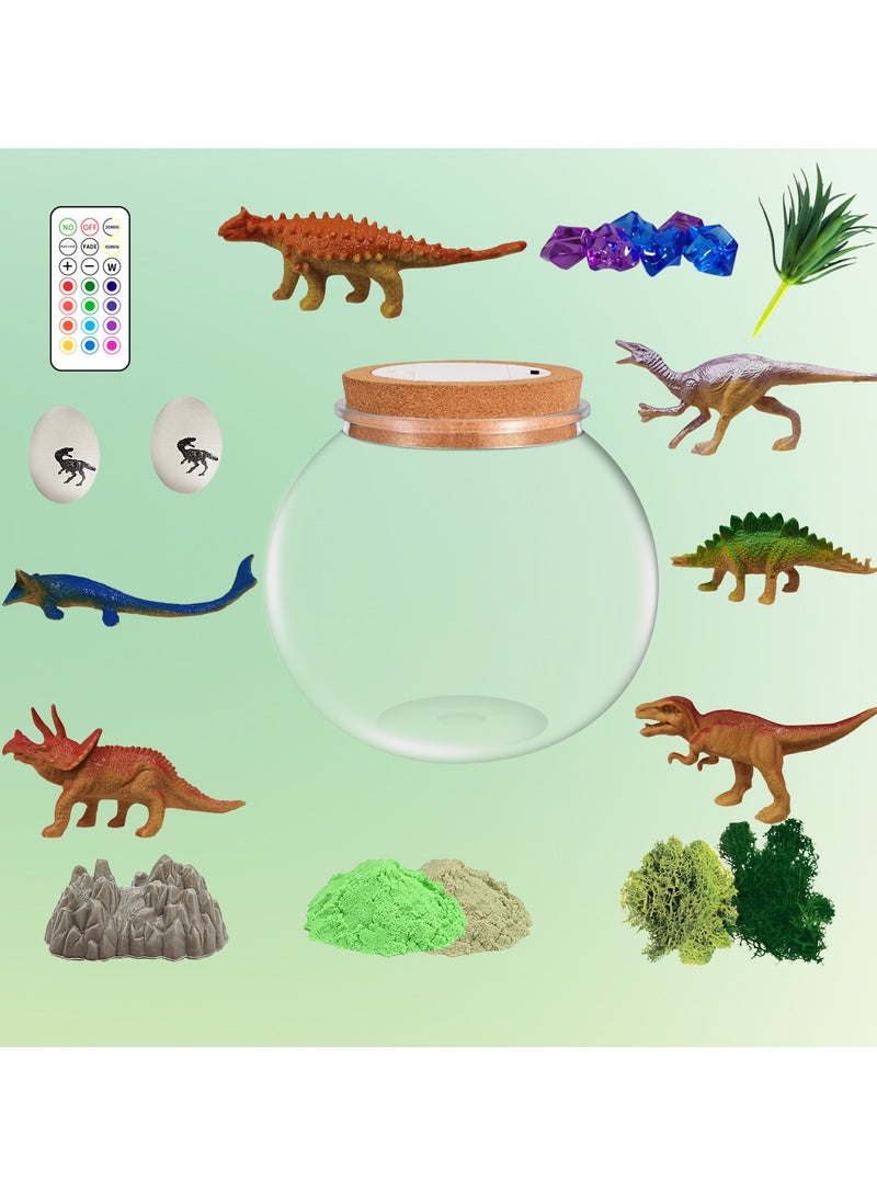 Dinosaur Terrarium Kit for Kids Dino Kid Crafts with DIY Moon Lamp Painting Kit Arts and Crafts for Boys and Kids Night Light Children's Educational Toy LED Light Birthday Gift