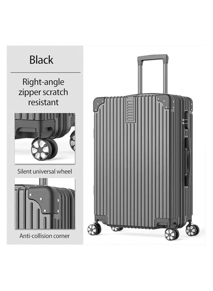 4 PIECES TROLLEY LUGGAGE SET HARD ABS MATERIAL WITH CABIN AND BEAUTY CASE BLACK COLOUR