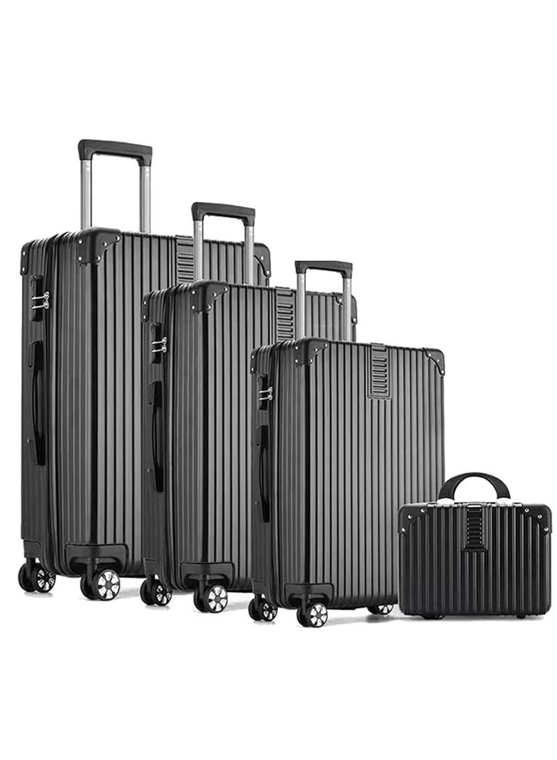 4 PIECES TROLLEY LUGGAGE SET HARD ABS MATERIAL WITH CABIN AND BEAUTY CASE BLACK COLOUR