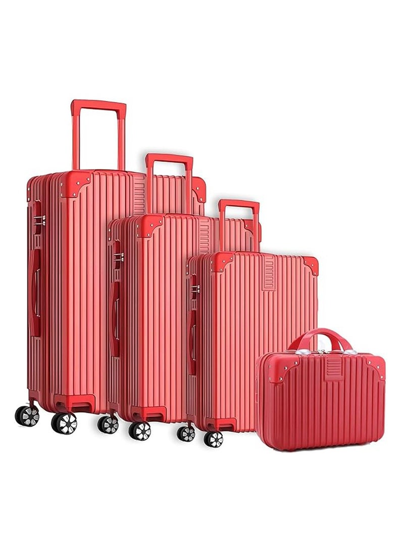 TROLLEY LUGGAGE SET HARD ABS MATERIAL WITH CABIN AND BEAUTY CASE RED COLOUR