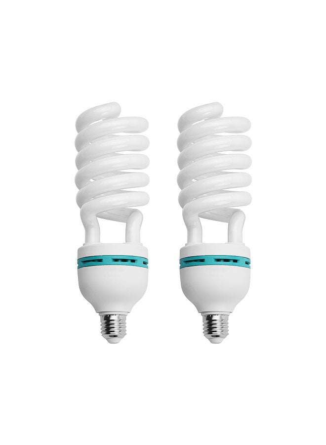 2pcs Spiral Fluorescent Light Bulb 135W 5500K Daylight E27 Socket Energy Saving for Studio Photography Video Lighting