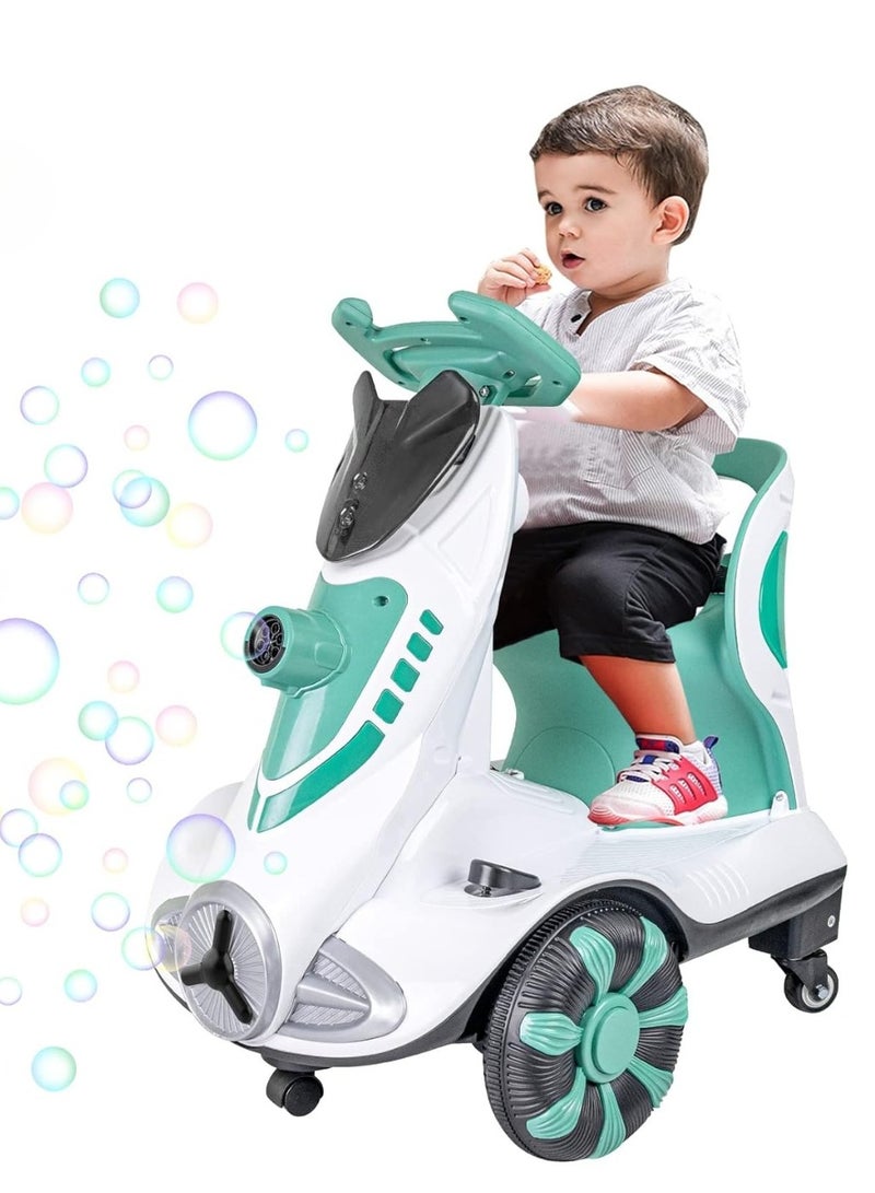 Children's fun of driving with  Electric Car equipped with automatic bubble function LED lights music and the flexibility of push and ride racer design.