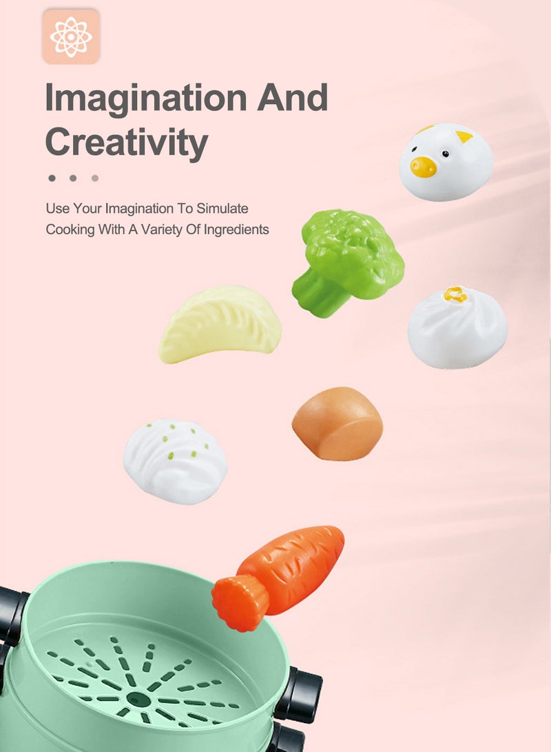 Children Play House Simulation Sound and Light Spray Mini Kitchen Cooking Toys Boys and Girls Frying Cooking Educational Toys