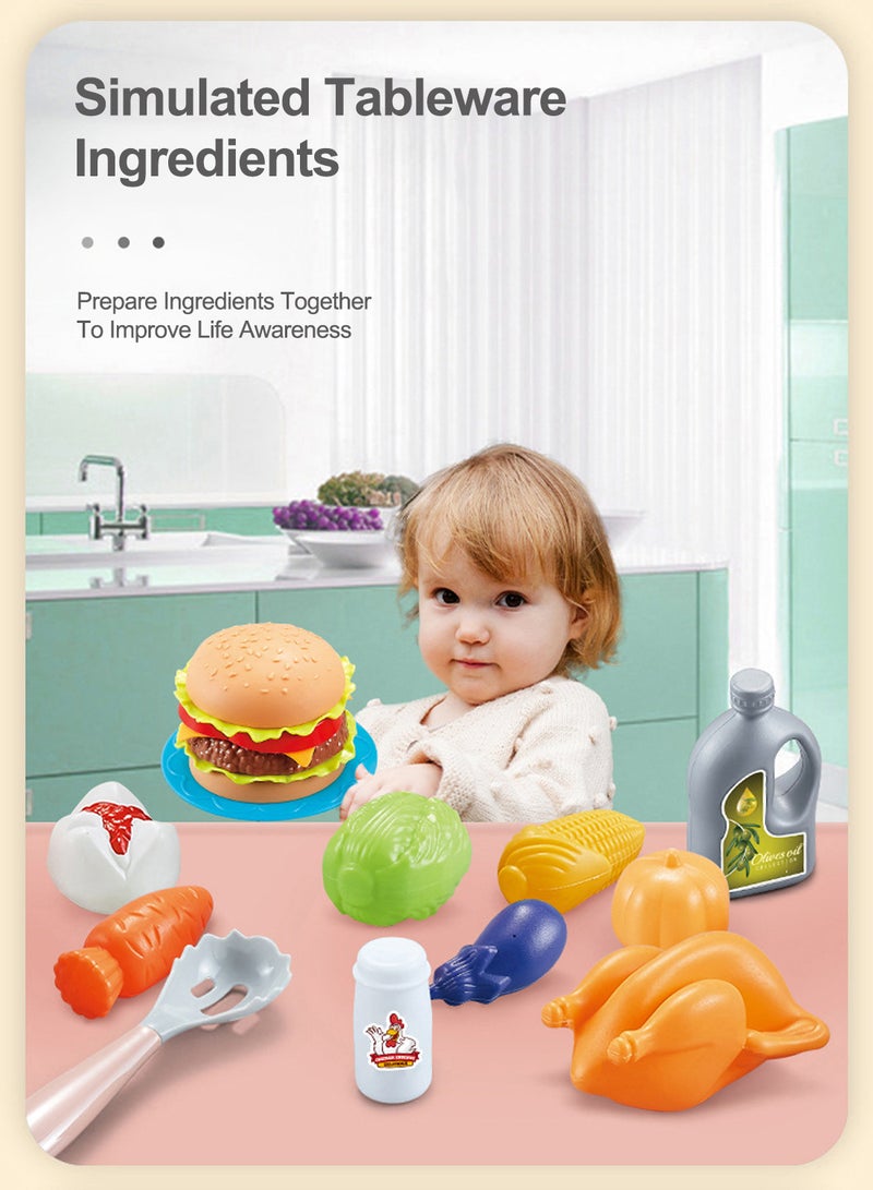 Children Play House Simulation Sound and Light Spray Mini Kitchen Cooking Toys Boys and Girls Frying Cooking Educational Toys