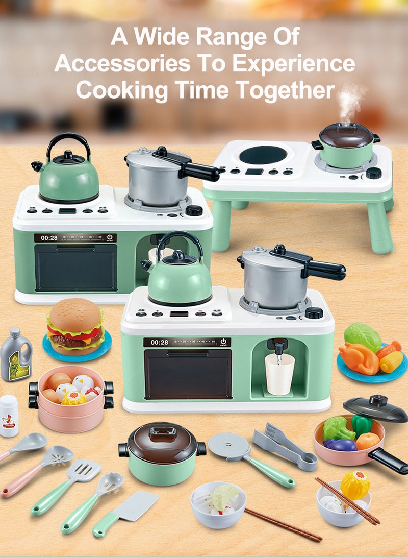 Children Play House Simulation Sound and Light Spray Mini Kitchen Cooking Toys Boys and Girls Frying Cooking Educational Toys