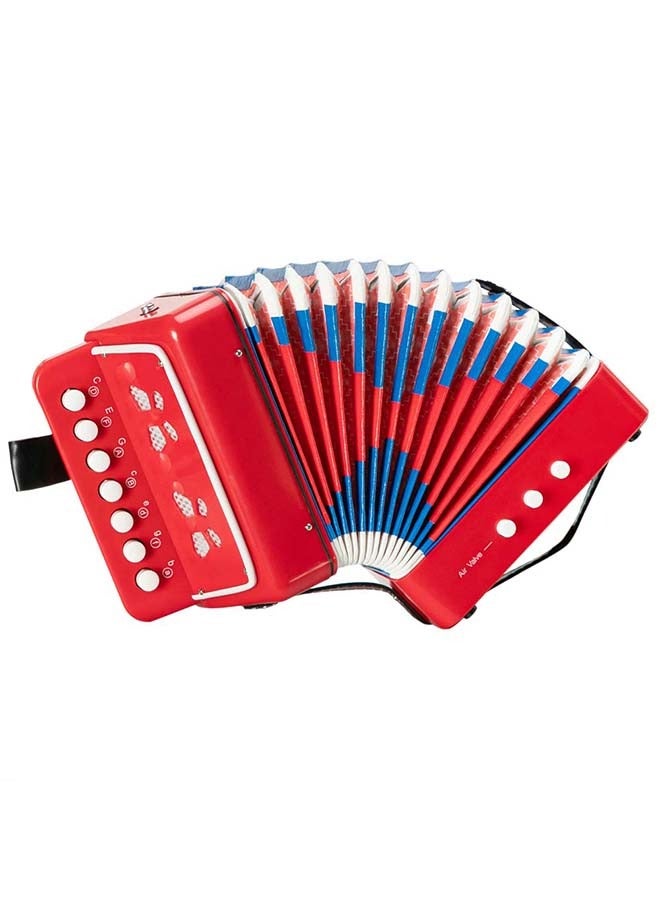 7 Keys Button Accordion for Kids ,Mini Accordian Musical Instrument for Early Childhood Development ,Gift for Family, Beginners Red