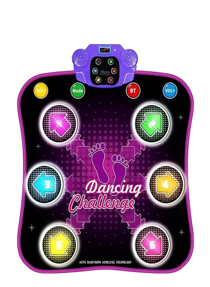 Kids Dance Mat for 3 4 5 6 7 8+ Year Old with Bluetooth, Light up Music Dance Mats Toys with Volume Adjustable, Electronic Dancing Mat with 3 Languages Available for Festive Gift