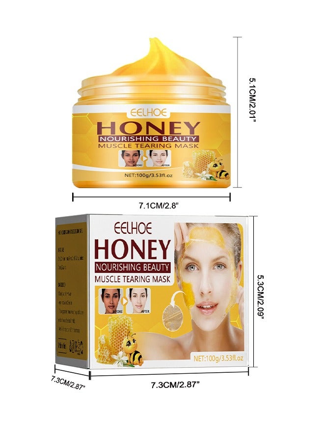 Honey Muscle Tearing Mask-Oil Control Blackhead Remover Honey Tearing Peel Mask Off Dead Skin Clean Pores ,Skin Brightening Peeling Mask for Dull Skin-100g