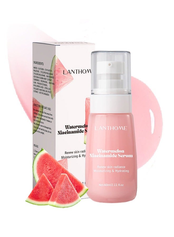 Watermelon Niacinamide Serum- Moisturizing Watermelon Toner Hyaluronic Facial Serum Multi Purpose Lightweight Face Highlighter 60ML