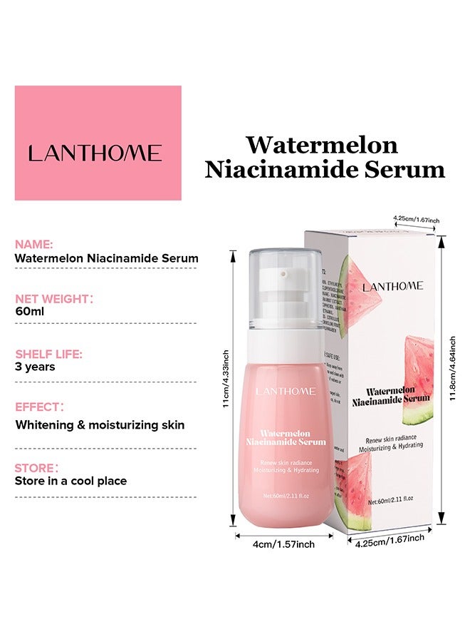 Watermelon Niacinamide Serum- Moisturizing Watermelon Toner Hyaluronic Facial Serum Multi Purpose Lightweight Face Highlighter 60ML