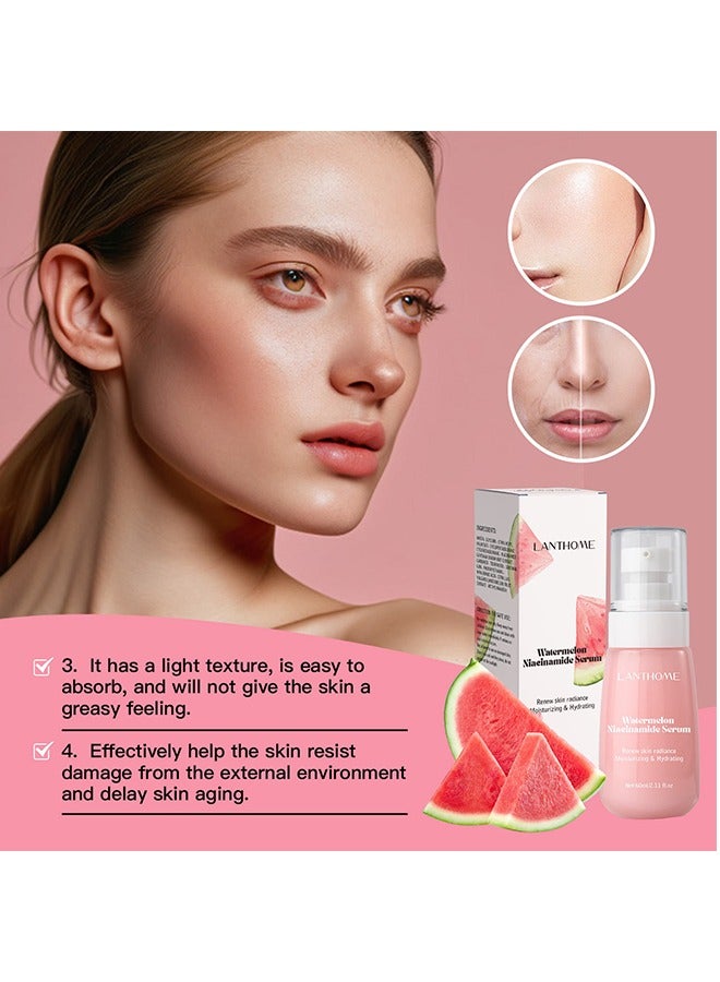 Watermelon Niacinamide Serum- Moisturizing Watermelon Toner Hyaluronic Facial Serum Multi Purpose Lightweight Face Highlighter 60ML