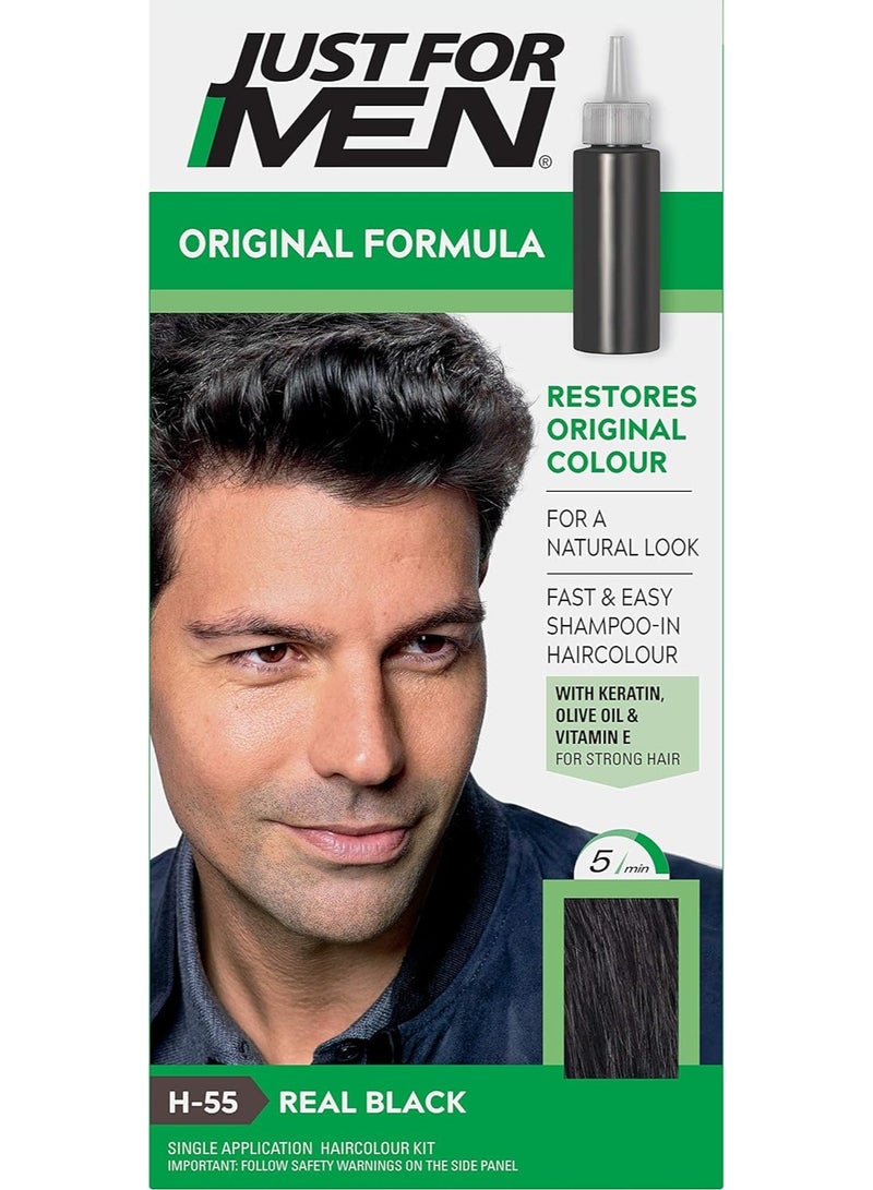 JUST FOR MEN Hair Colouring Kit, Real Black H55