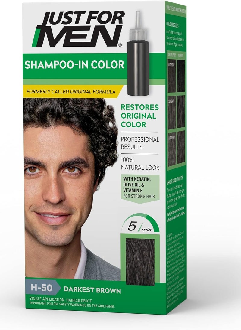 Just For Men Shampoo-In Hair Color Darkest Brown H-50