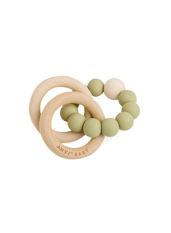Wood and Silicone Teether - Olive Garden