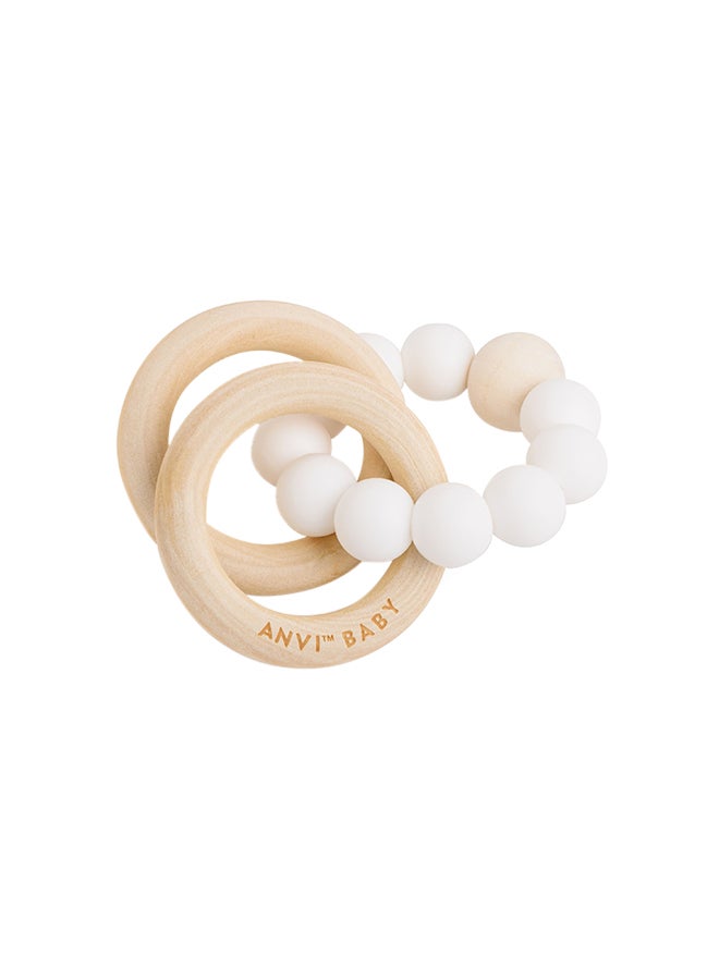 Wood and Silicone Teether - White Pearl