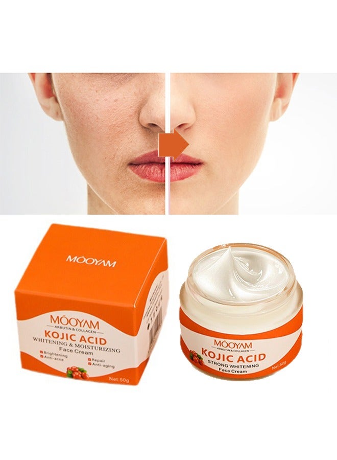 Kojic Acid Whitening Moisturizing Face Cream-Anti acne and Anti aging Brightening ,Anti-Wrinkle Firming,Repair Skin Barrier,Suitable For All Skin Types 50g