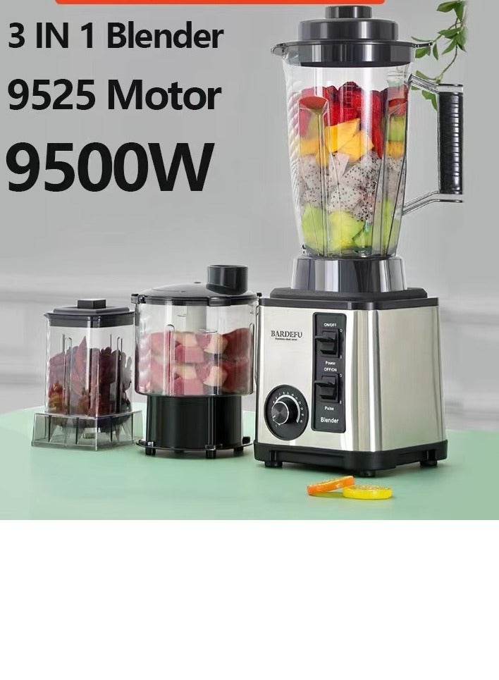 BARDEFU 9500W 3 in 1 stainless steel hight speed multifunction Home kitchen commercial food machine Smoothie juicer blender