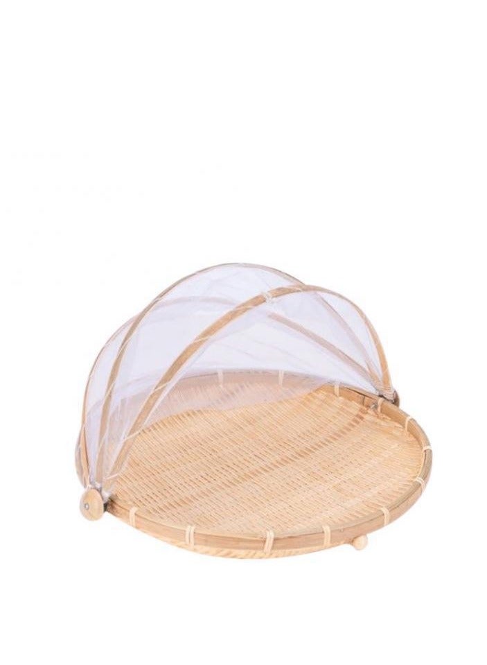 Mesh Cover Dome Bamboo Serving Food Tent Basket