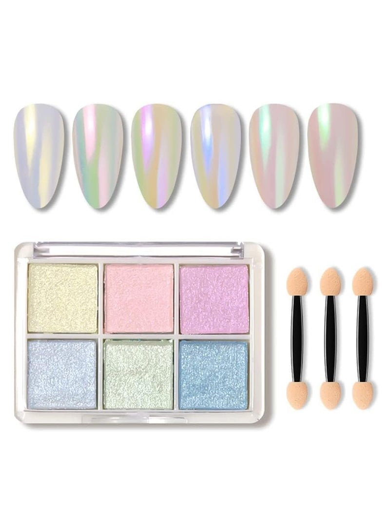 6 Colors Chrome Nail Powder, Mermaid Mirror Powder Neon Art Manicure Pigment Glitter Set DIY Salon Home Gifts for Women Decoration 6 in 1