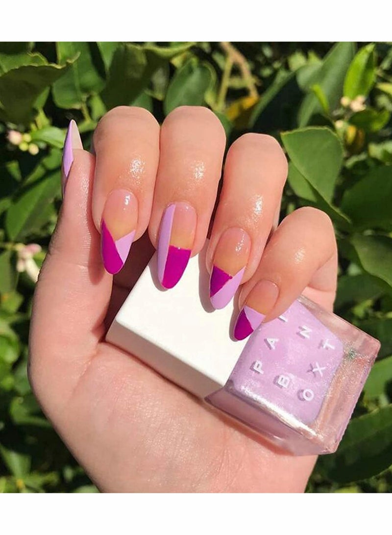 Fake Nails, 24 Pcs Fashion Fake Nails, KASTWAVE Geometric Shape Stiletto Glossy Acrylic Nails, Purple Pink Color Contrast Natural False Nails, Full Cover Artificial Press on Nails for Women and Girls