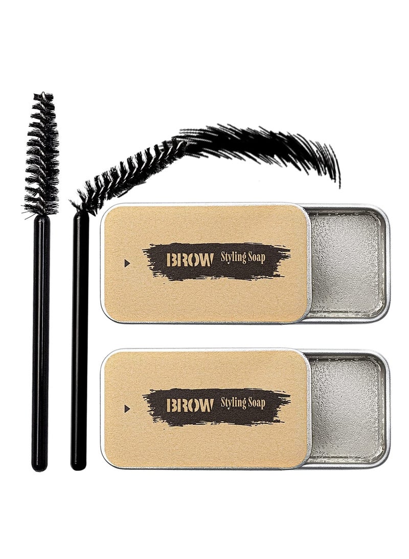2PCS Eyebrow Soap Kit, 4D Eyebrow Gel Long Lasting Brows Styling Soap Waterproof Brow Gel Eyebrow Wax Makeup Brow Pomade