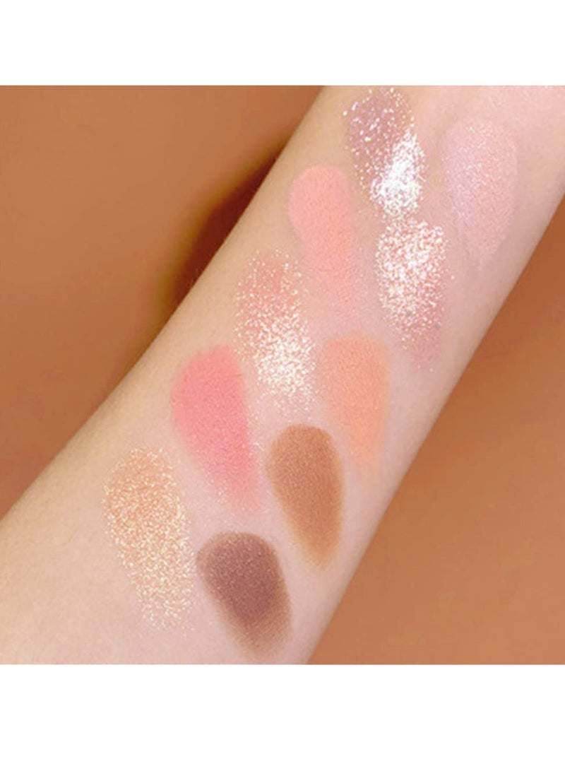 10 Colors Nude Eyeshadow Palette Colorful Matte and Glitter Eye Makeup Palette, High Pigmented, Pearl White Face Body Cheek Diamond Shimmer Highlighter Highlight Makeup Palette Powder