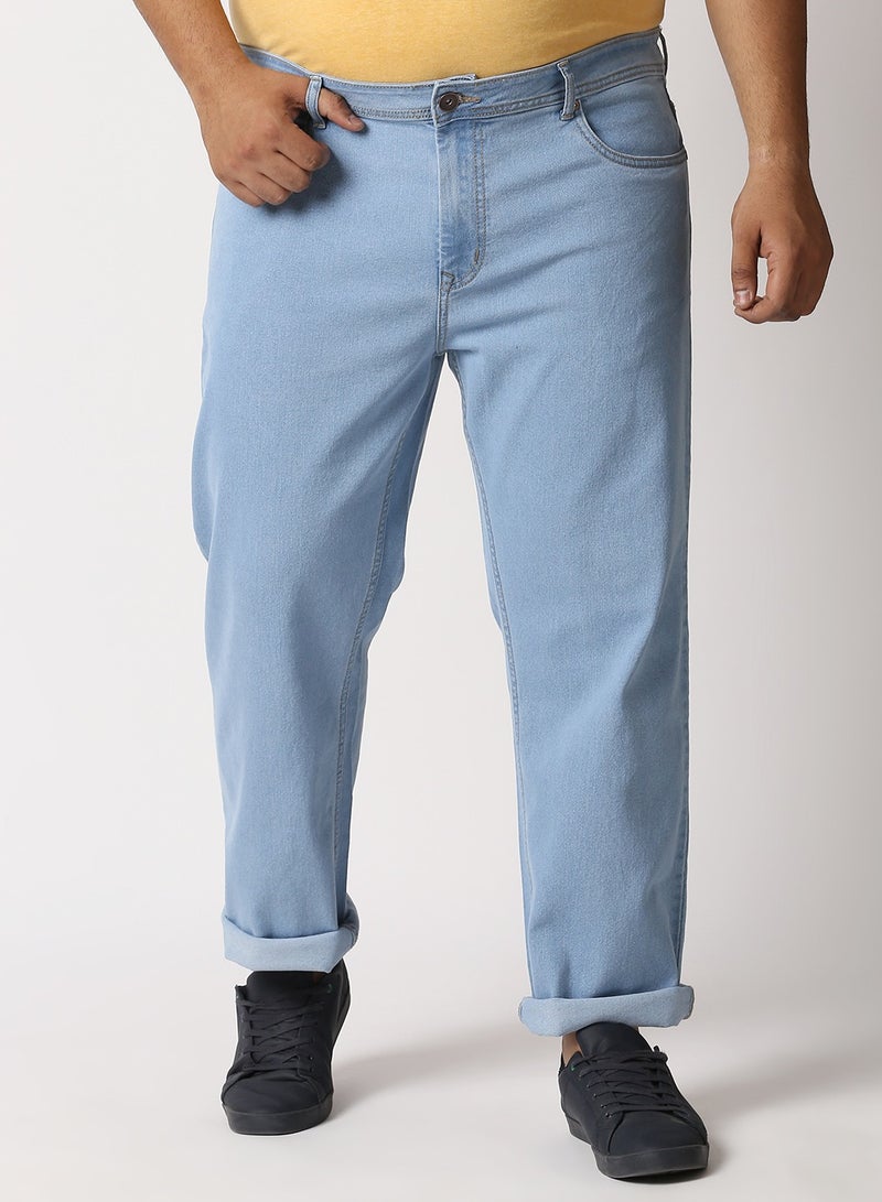 Men Blue Relaxed Fit Light Fade Jeans
