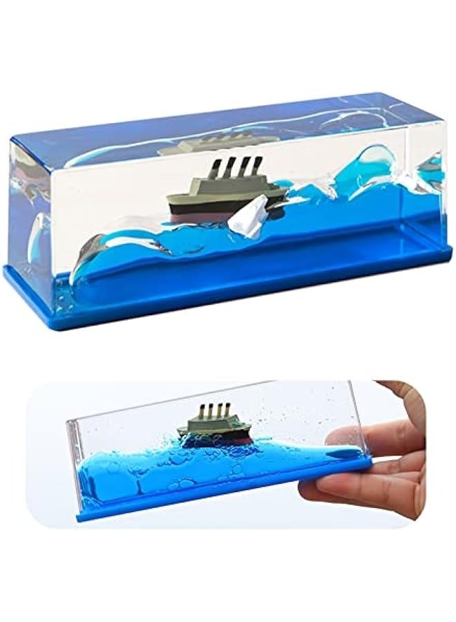 Titanic cruise ship fluid drift bottle, acrylic cruise ship fluid model toy gift, stress relief, suitable for office decoration