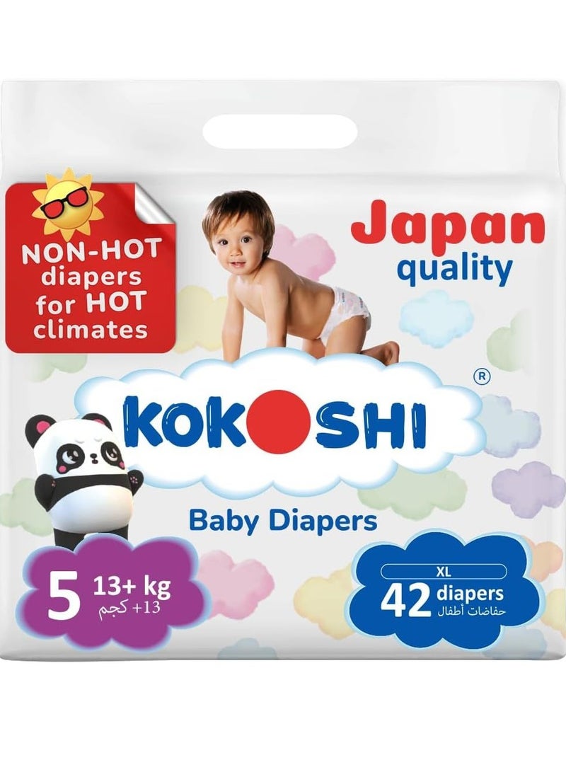 Kokoshi Premium Care Japan Baby Diapers Size 5 XL for 13+ kg, 42 Pieces