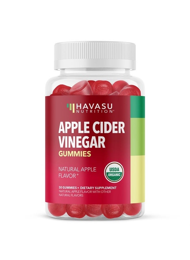Organic Apple Cider Vinegar Gummies | ACV Gummies to Support Digestive Health and Gut Flora for Digestion | Natural Apple Flavor | 30 Organic, Vegan, and Non-GMO Apple Cider Vinegar Gummies