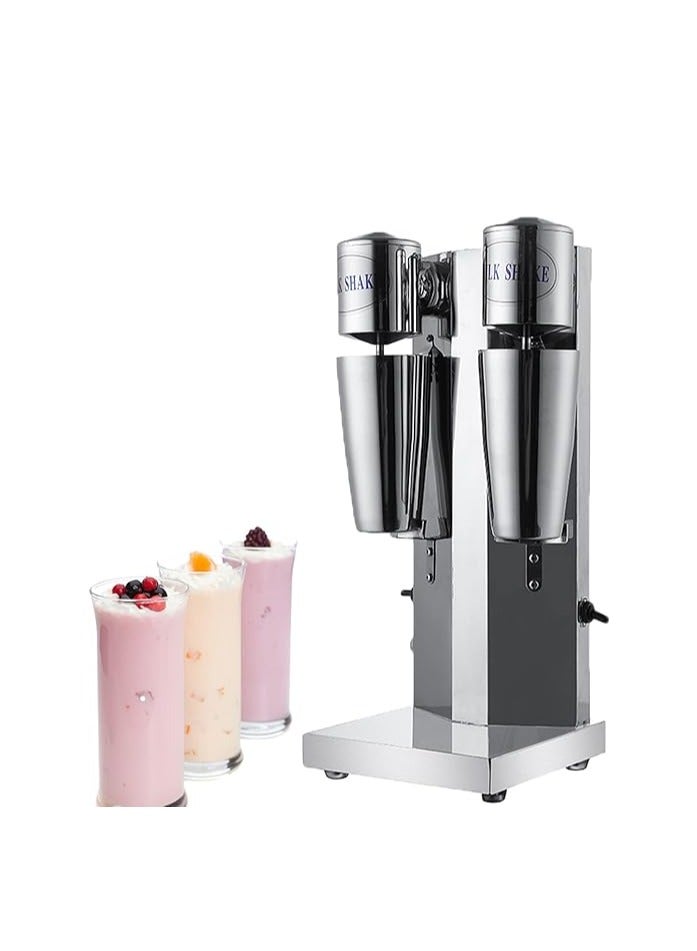Stainless Steel Double Head Milk Shake Machine, Milkshake Maker Commercial ice Cream Mixer, with 2 Stainless Steel Cups for Milkshakes, 750ml*2