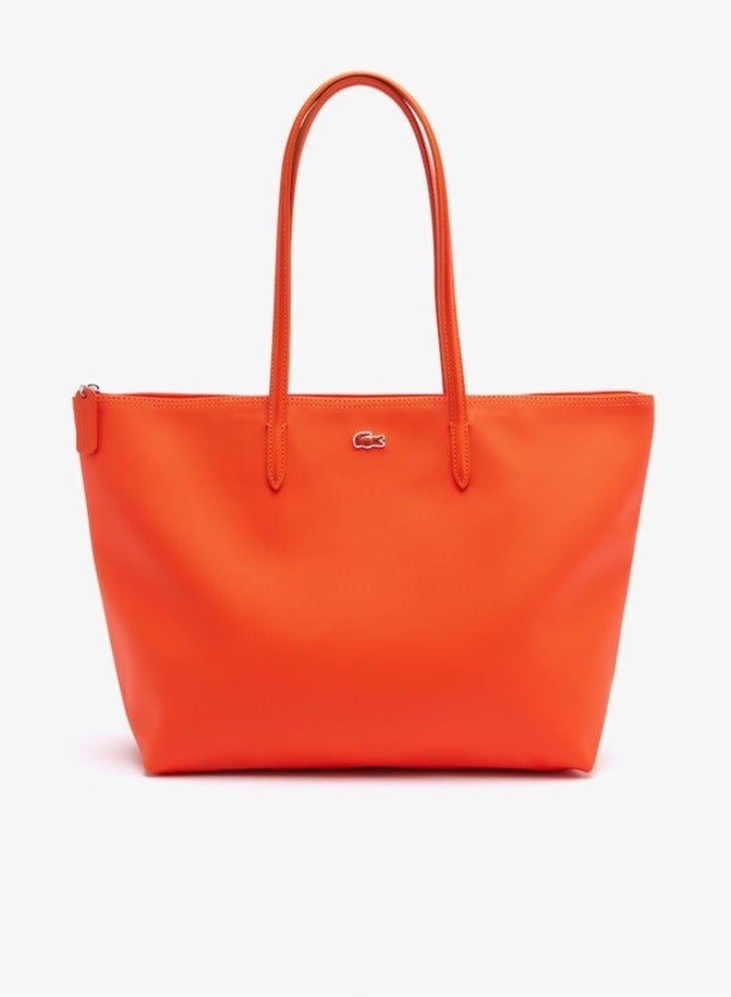 Lacoste Women's L12.12 Concept Fashion Versatile Large Capacity Zipper Handbag Tote Bag Shoulder Bag Large Orange Red