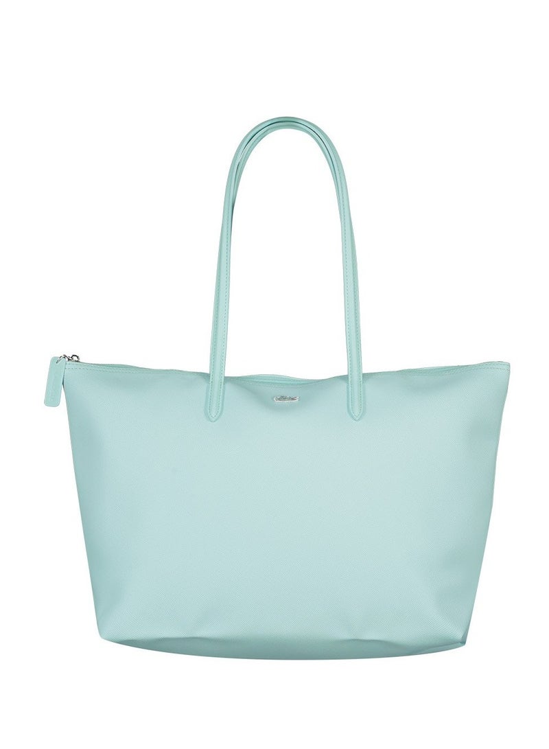 Lacoste Women's L12.12 Concept Fashion Versatile Large Capacity Zipper Shoulder Bag Handbag Large Mint Green 45cm * 30cm * 12cm