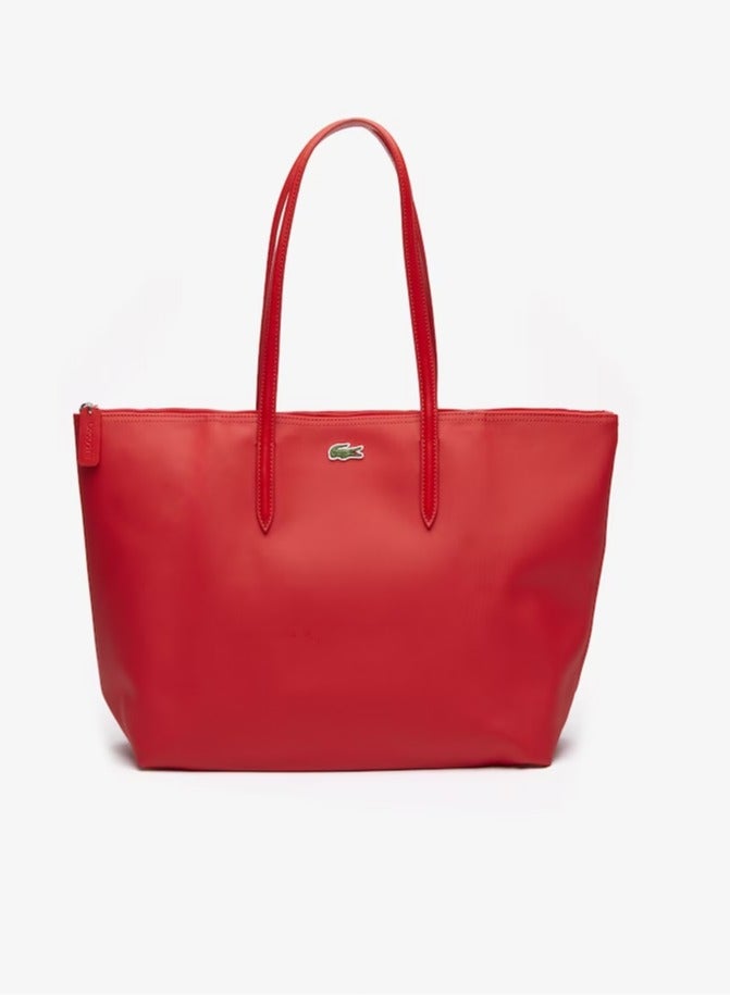 Lacoste Women's L12.12 Concept Fashion Versatile Large Capacity Zipper Handbag Tote Bag Shoulder Bag Large Size Red 45cm * 30cm * 12cm