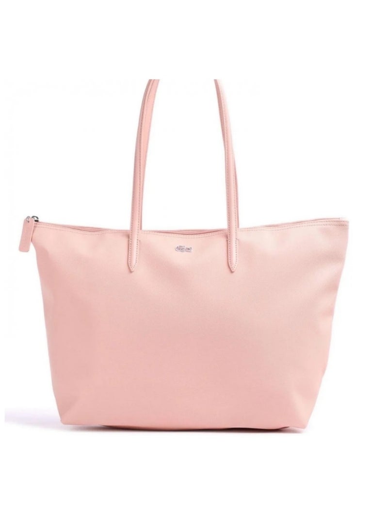 Lacoste Women's L12.12 Concept Fashion Versatile Large Capacity Zipper Handbag Tote Bag Shoulder Bag Large Light Pink