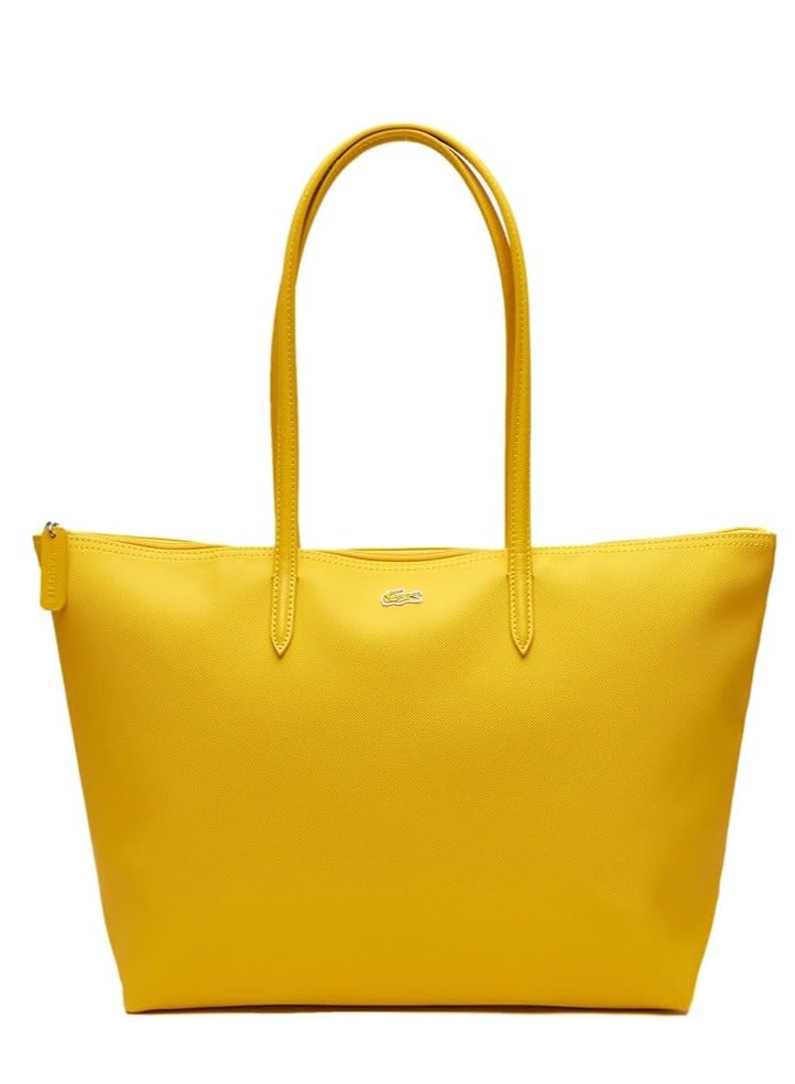 Lacoste Women's L12.12 Concept Fashion Versatile Large Capacity Zipper Shoulder Bag Handbag Large Yellow 45cm * 30cm * 12cm
