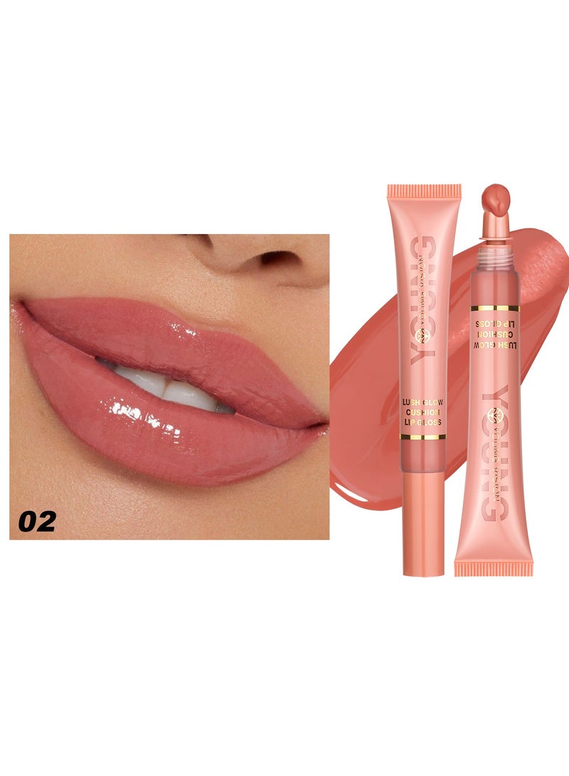 YOUNG VISION Liquid Water Glossy Lip Gloss Plush Brush Squeeze Lip Gloss Moisturizing Lip Glaze