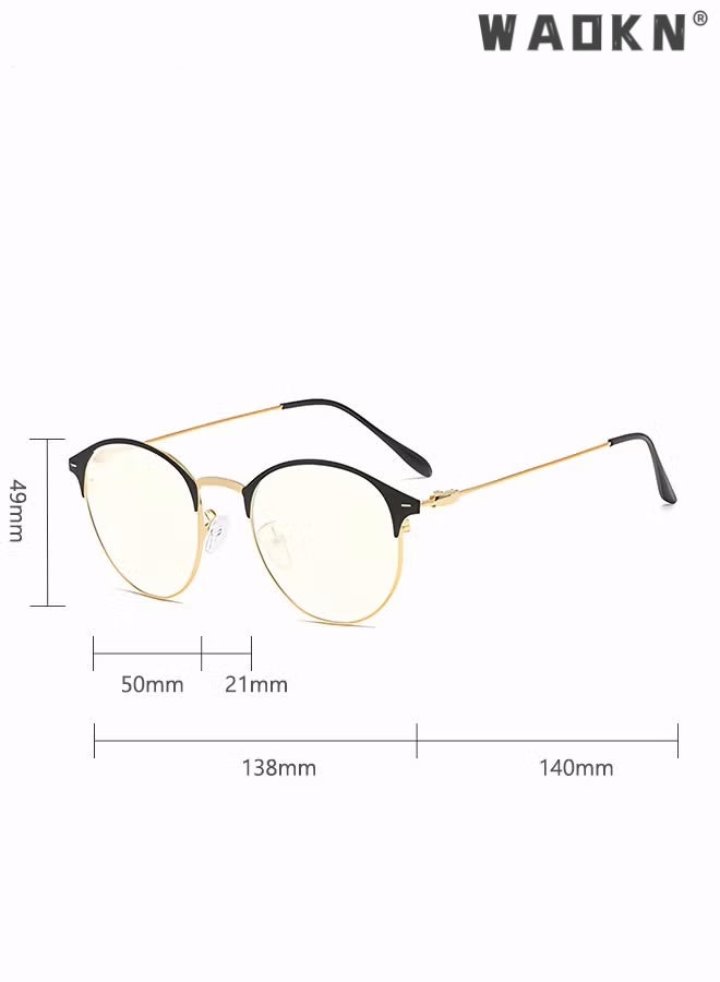 Blue Light Blocking Sunglasses Anti UV and Glare Blue Light Filter Computer Glasses Round Color Changing Eyewear for Men Women , Anti Eye Eyestrain UV 400 Protection Reading Gaming Glasses,Black Gold
