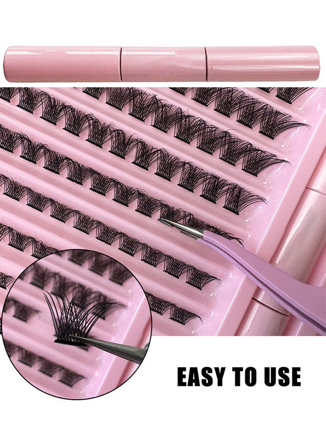 False Lashes Individual Packs 120 Tufted Lashes DIY Lash Extensions Natural Look Reusable Eyelash Glue Bonding Black Lashes Cluster Lashes 3D Effect Individual False Eyelashes With Eyelash Glue