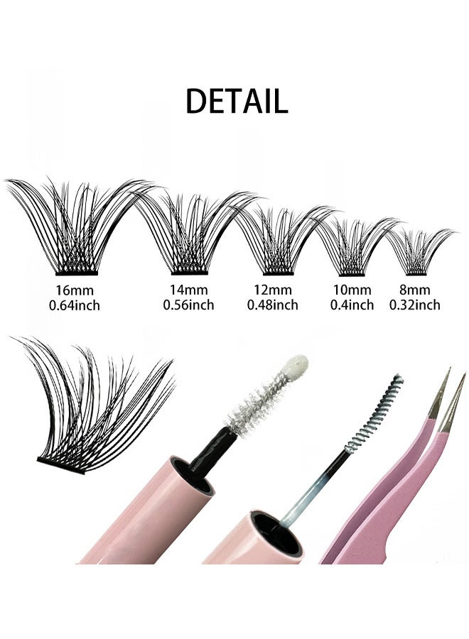 False Lashes Individual Packs 120 Tufted Lashes DIY Lash Extensions Natural Look Reusable Eyelash Glue Bonding Black Lashes Cluster Lashes 3D Effect Individual False Eyelashes With Eyelash Glue