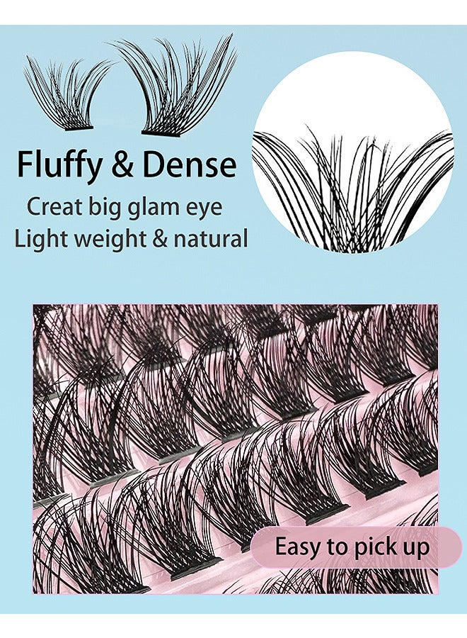 False Lashes Individual Packs 120 Tufted Lashes DIY Lash Extensions Natural Look Reusable Eyelash Glue Bonding Black Lashes Cluster Lashes 3D Effect Individual False Eyelashes With Eyelash Glue