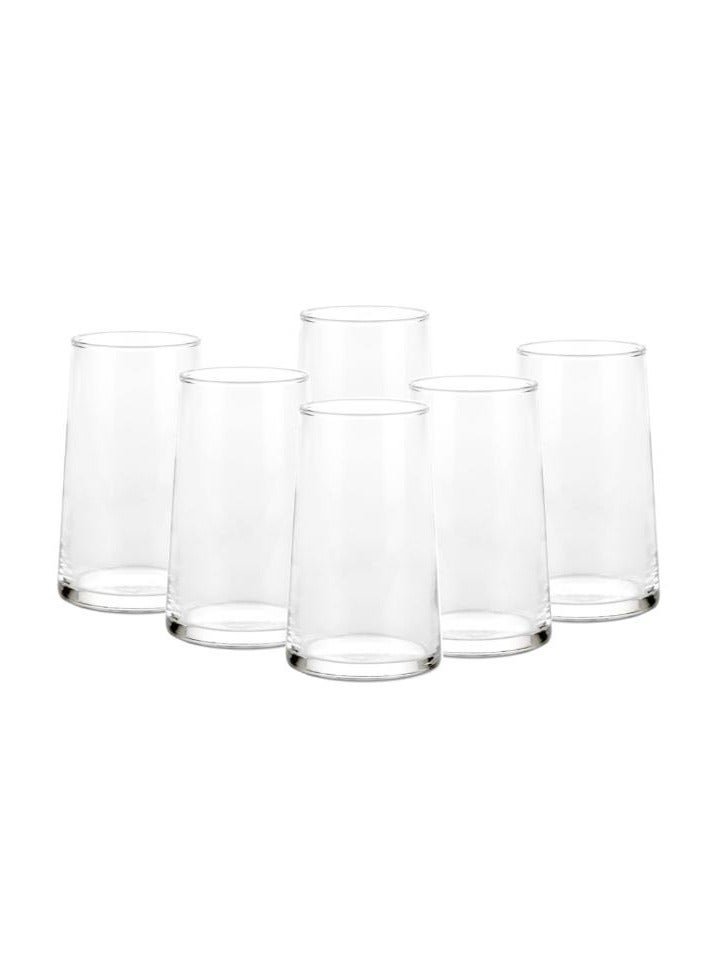 Borgonovo BIC.ELIXIR HB 350 Premium Italian-Made Glass Tumbler Juice Cup, 350 ml - Elegant and Durable Drinking Glass for Daily Use Set of 6