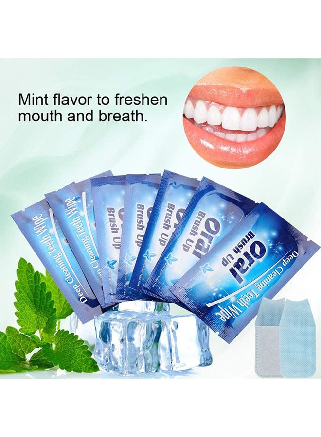 50PCS Mint-Flavored Oral Wipes, Teeth Whitening Wipes Oral Cleaning Wipe, Portable And Disposable For On-The-Go, Travelling, Office, Home, Sugar Free, For Deep Cleaning Oral Care