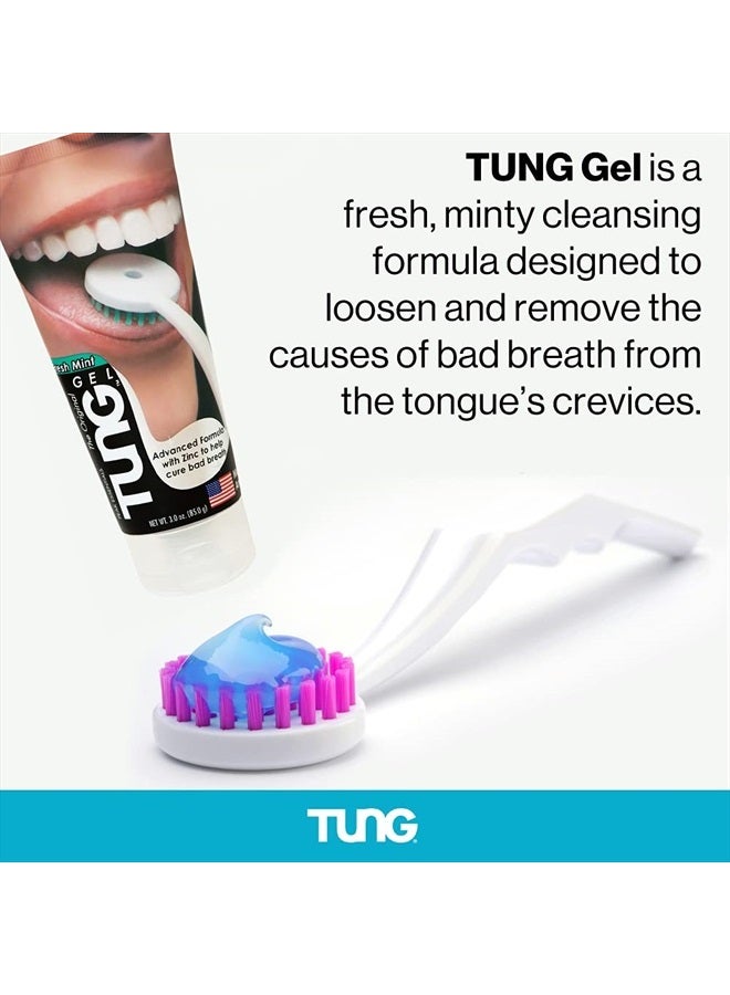 Tung Tongue Brush with Caps | Tongue Cleaner for Adults | Tongue Scraper | Tongue Scrubber | Bad Breath and Halitosis | Mouth Odor Eliminator | Made in America (2 Pack w/Cap)