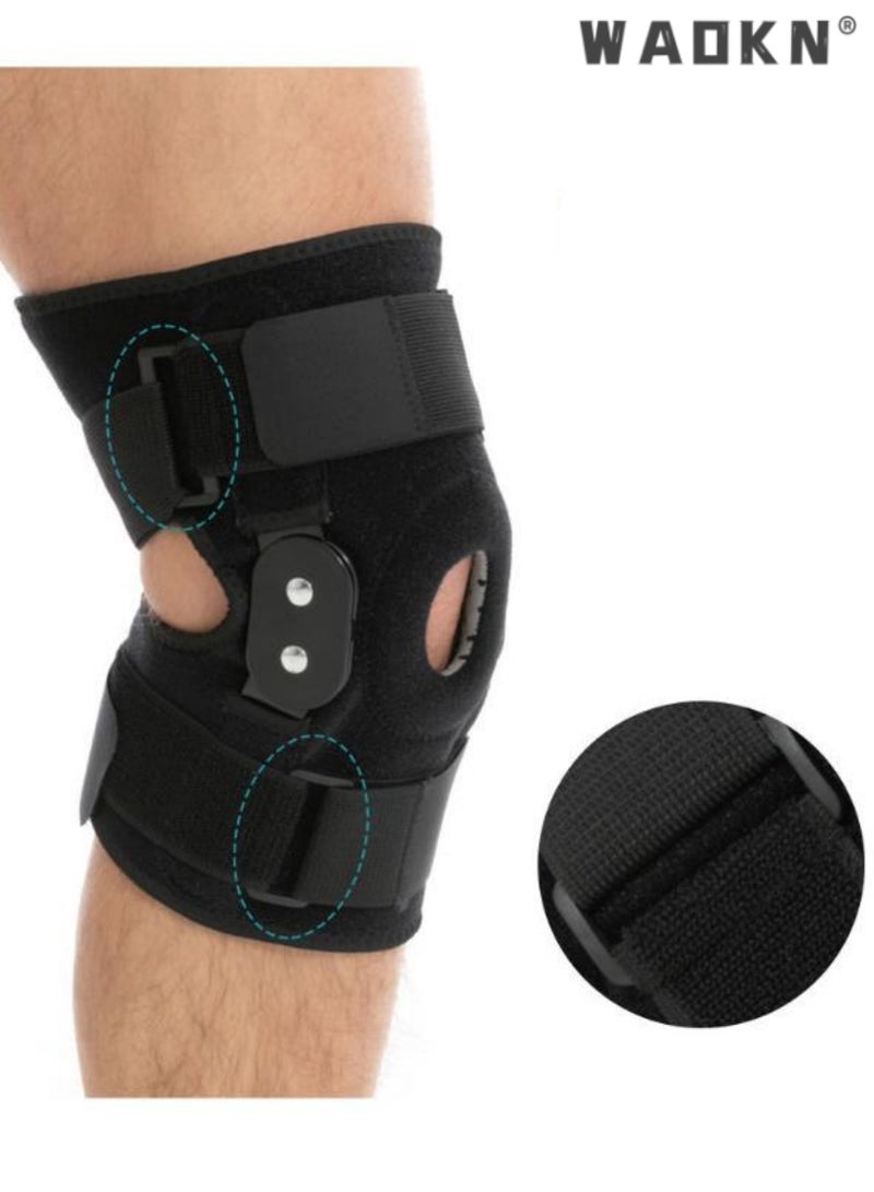 Knee Brace for Women Men Hinged Knee Brace with Side Stabilizers Adjustable Open Patella Knee Brace for Arthritis Pain and Support,Meniscus Tear ACL MCL Injury Recovery Pain Relief