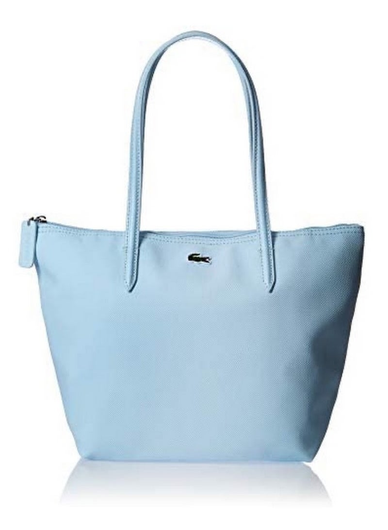 Lacoste Women's L12.12 Concept Fashion Versatile Large Capacity Zipper Handbag Tote Bag Shoulder Bag Medium Light Blue 35cm * 30cm * 14cm