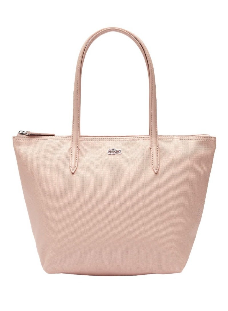 Lacoste Women's L12.12 Concept Fashion Versatile Large Capacity Zipper Handbag Single Shoulder Bag Tote Bag Medium Light Pink