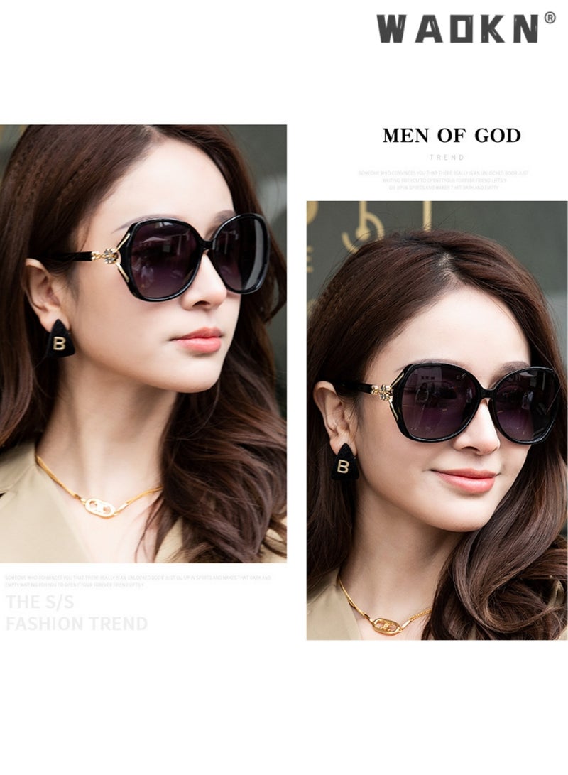 Women's Square Sunglasses Polarized Anti-Glare UV400 Lens Rhinestone Arms with Case for Shopping Party Travel Protection for Outdoors, Vacation Gradient Brown